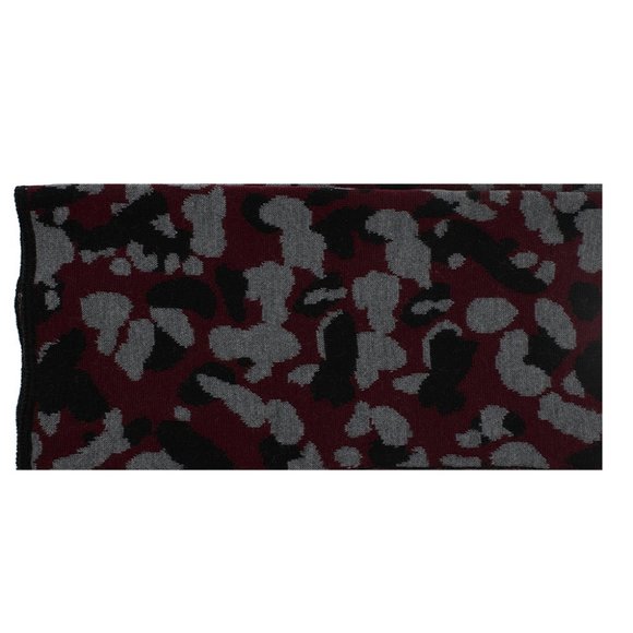 Lanvin Unisex Virgin Wool Scarf Burgundy Camouflage Black - Picture 1 of 4
